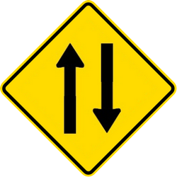 Warning for a road with two-way traffic.