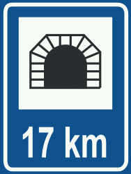 Inicio de túnel con longitud indicada.