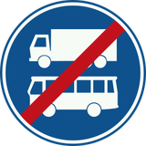 Fim de via obrigatória para autocarros e camiões.