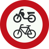 Ciclistas e ciclomotores proibidos.
