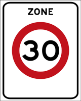 Início de zona com limite de velocidade.