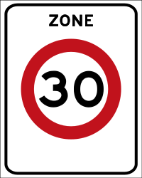 Início de zona com limite de velocidade.