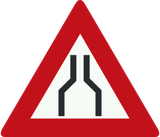 Aviso de estreitamento da via.