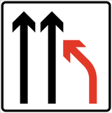 Ende eines Fahrstreifens.