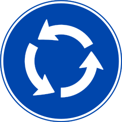 Vorgeschriebene Fahrtrichtung im Kreisverkehr.