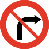 Rechtsabbiegen verboten.