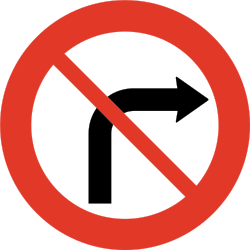 Rechtsabbiegen verboten.