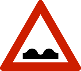 Warnung vor schlechter Fahrbahn.