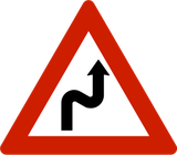 Warnung vor Doppelkurve, zuerst rechts.