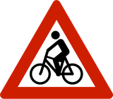 Warnung vor Radfahrern.