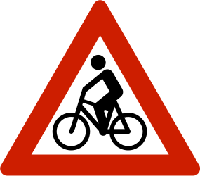 Warnung vor Radfahrern.