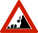 Warnung vor Steinschlag.