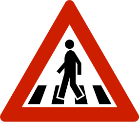 Warnung vor einem Fußgängerüberweg.