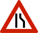 Warnung vor Fahrbahnverengung rechts.