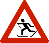 Warnung vor Skifahrern.