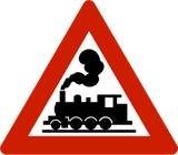 Warnung vor Bahnübergang ohne Schranken.