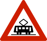 Warnung vor Straßenbahnen.