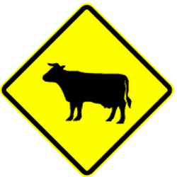 Warning for cattle on the road.