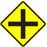Warning for an uncontrolled crossroad.