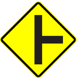 Warning for a side road from the right.