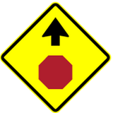 Stop and give way ahead.
