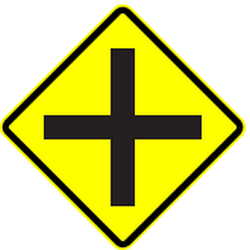 Warning for an uncontrolled crossroad.