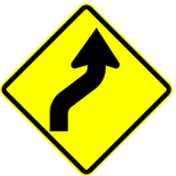 Warning for a double curve, first right then left.