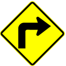 Warning for a sharp curve to the right.