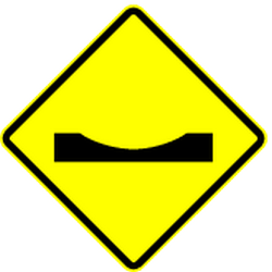 Warning for a dip in the road.