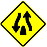 Warning for the end of a divided road.