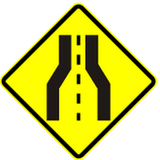 Warning for a road narrowing.