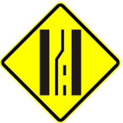 Warning for a road narrowing on the left.