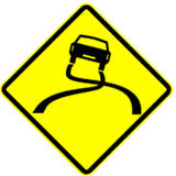 Warning for a slippery road surface.