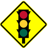 Warning for traffic lights ahead.