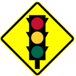 Warning for traffic lights ahead.