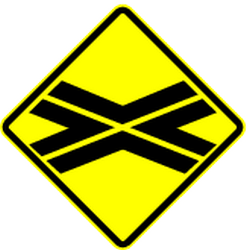 Warning for a railway crossing without barriers.