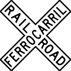 Warning for a railway crossing with one track.