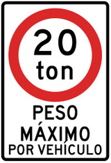 Fahrzeuge über angegebener Masse verboten.