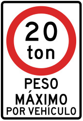 Fahrzeuge über angegebener Masse verboten.