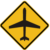 Warnung vor tief fliegenden Flugzeugen.