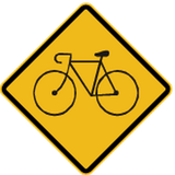 Warnung vor Radfahrern.