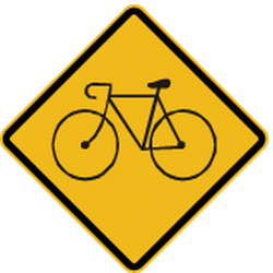 Warnung vor Radfahrern.
