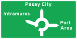 Information about the directions of the roundabout.