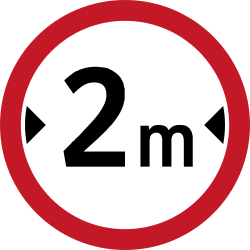 Vehicles wider than indicated prohibited.
