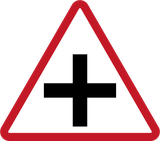 Warning for an uncontrolled crossroad.