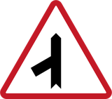 Warning for merging traffic from the left.