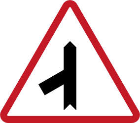 Warning for merging traffic from the left.