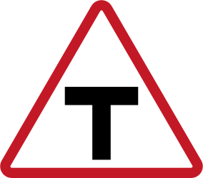 Warning for an uncontrolled T-junction.