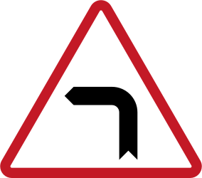 Warning for a sharp curve to the left.