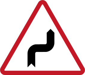 Warning for sharp curves, first right then left.